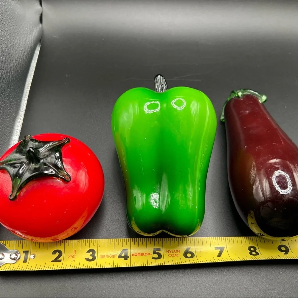 Art Glass Vegetable Veggie Fruit Tomato Green Pepper Eggplant Decor
